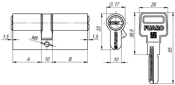 Цилиндровый механизм R600/80 mm (30+10+40) PB латунь 5 кл.
